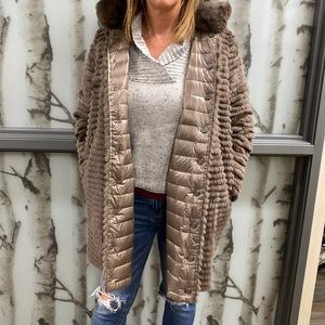 Real fur coat.  Reversible coat. Down coat. Medium.